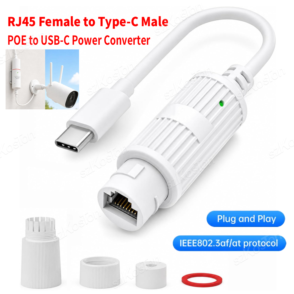Outdoor Power Adapter Usb - Konverter Daya POE ke USB-C RJ45