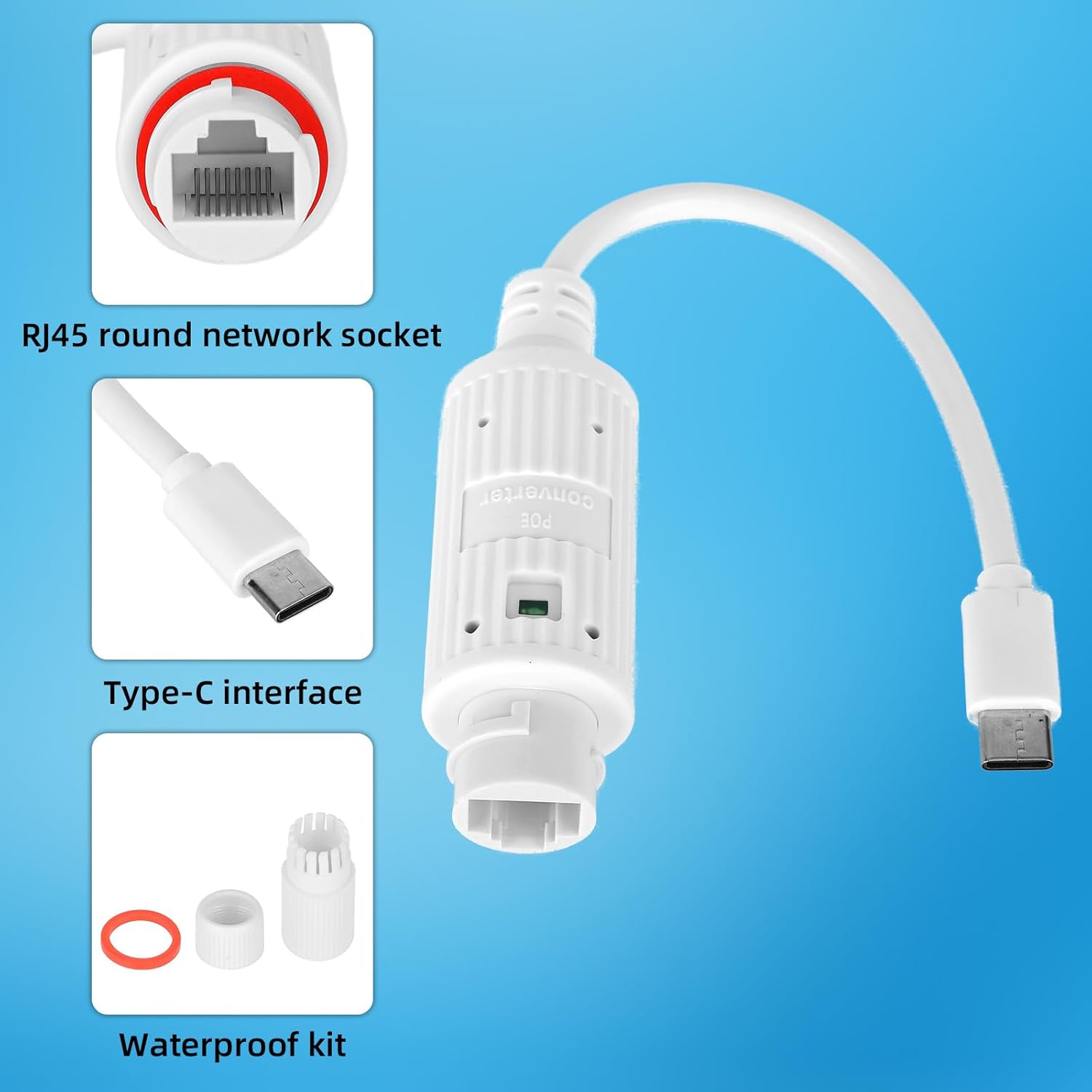 Outdoor Power Adapter Usb - Konverter Daya POE ke USB-C Tahan